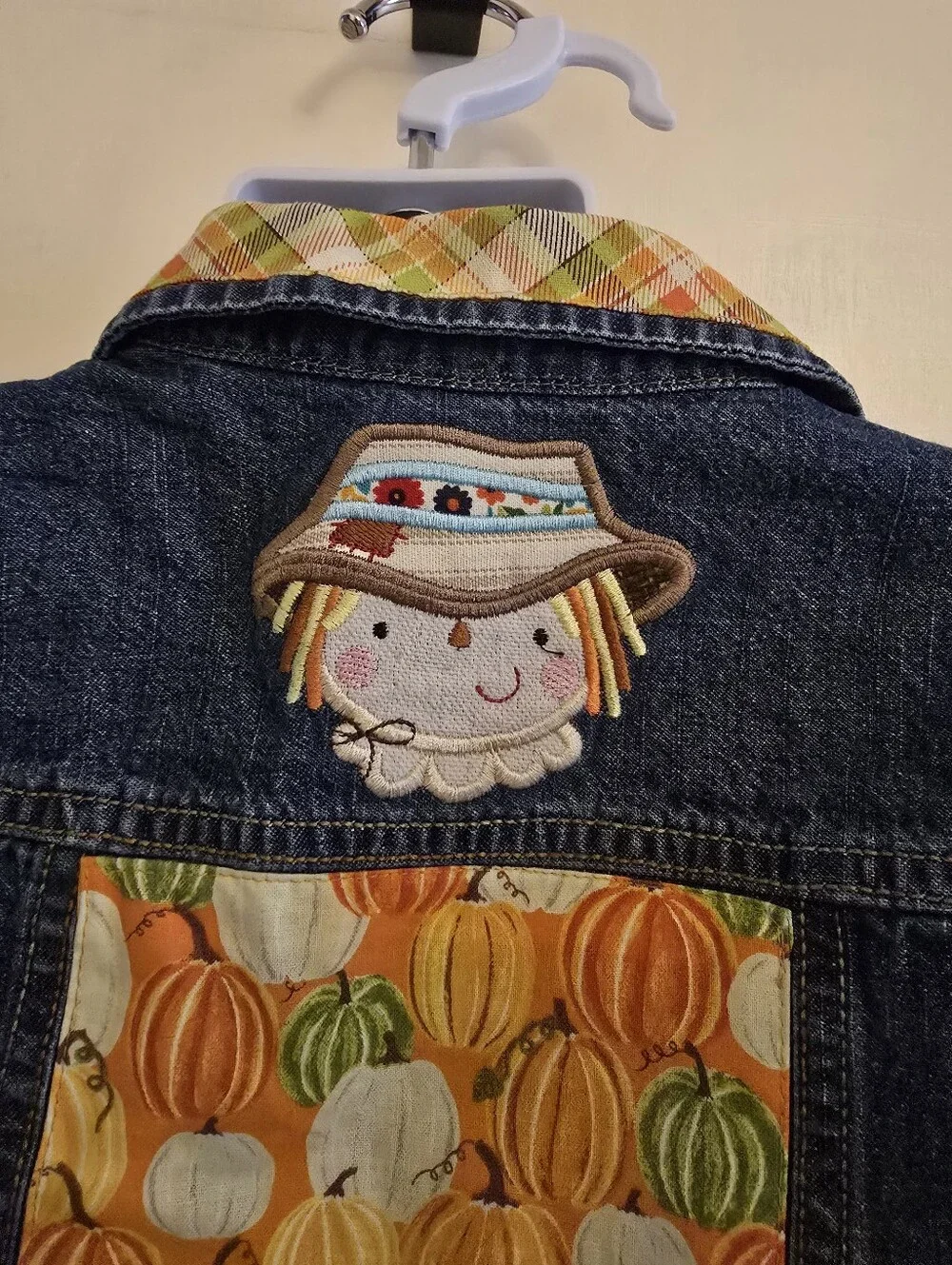 Carter’s 18M One of a Kind Fall Pumpkin Scarecrow Denim Jacket Snap Front